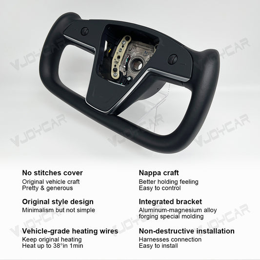 For Tesla Model X Model S Yoke Steering Wheel None Stitch Popular Yoke2.0 2021-2023 Horn Icon On Control Panel