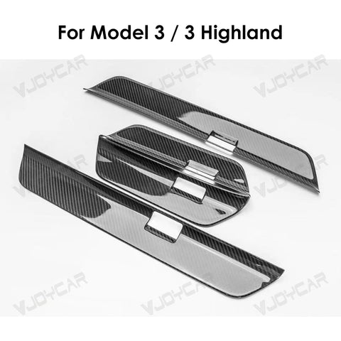For Tesla Model 3 Highland Model Y Juniper Carbon Fiber Door Sill Protector Real Dry Carbon Fibre Kit Interior Accessories