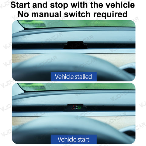 VJOYCAR Mini OBD HUD Gauge Display for Tesla Model Y/3/3 Highland Small Body Many Functions only Display at Need.