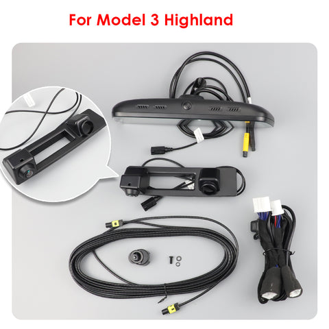 for Tesla Model 3 Highland / Y Juniper Model 3 / Y Streaming Media Recorder Smart Rearview Mirror HD DVR Display
