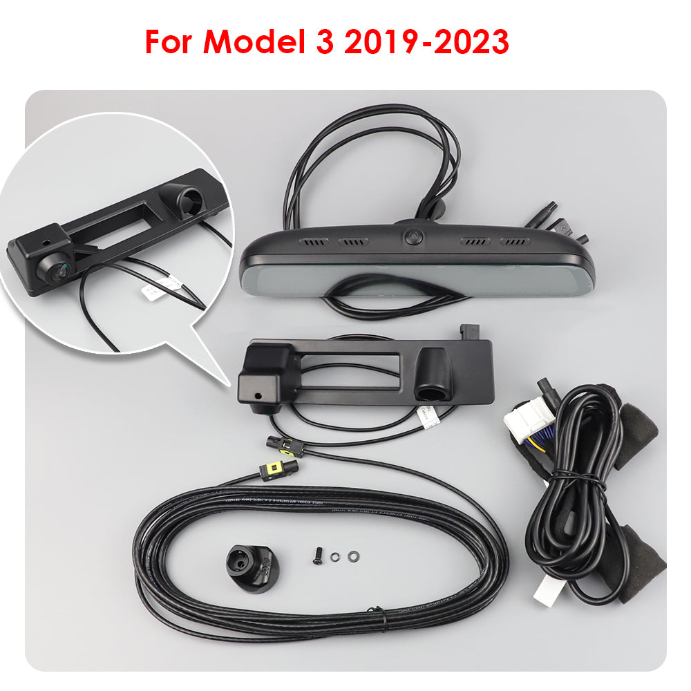 for Tesla Model 3 Highland / Y Juniper Model 3 / Y Streaming Media Recorder Smart Rearview Mirror HD DVR Display