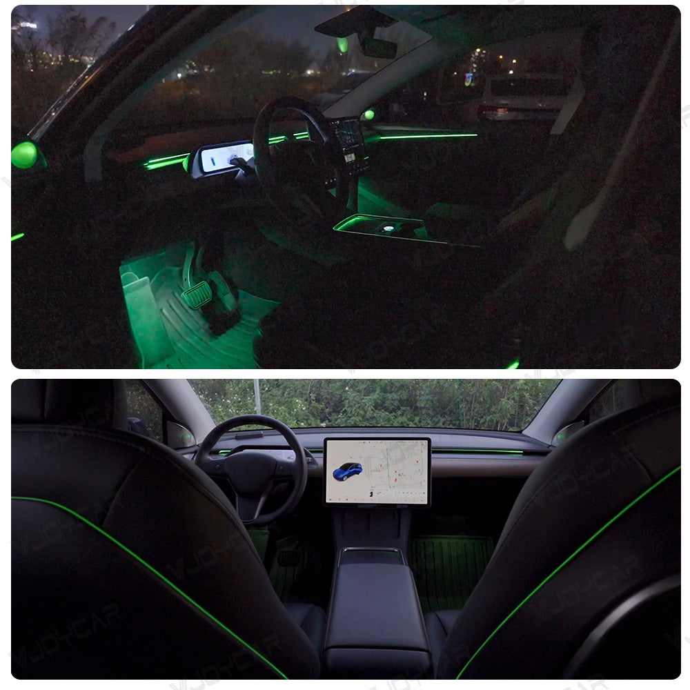 Laser Engraving LED Ambient Lights For Tesla Model 3 Y Interior Car Center Console Dashboard Screen Control LED Strip Light