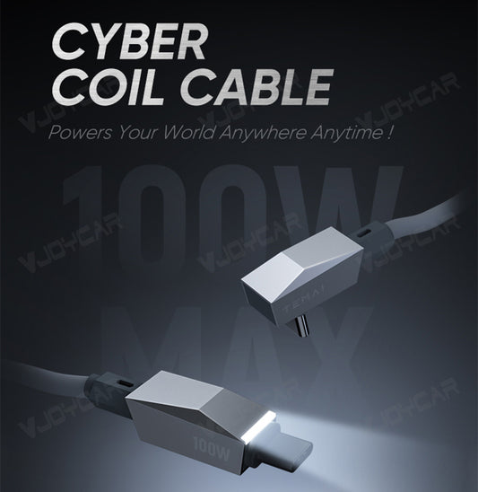 Magnet Type-C Lightning Charging Port Spiral Coil Cable for ModelY/3/x/S/Cybertruck Rear Display