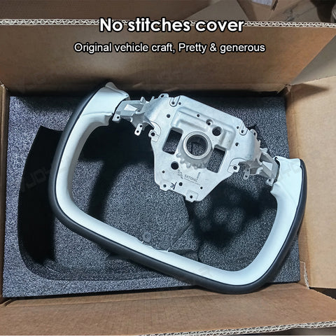 New 2026 Tesla Model Y Juniper Yoke Steering Wheel Custom Double Colors With Heating 350mm Retrofit Replacement 2025+