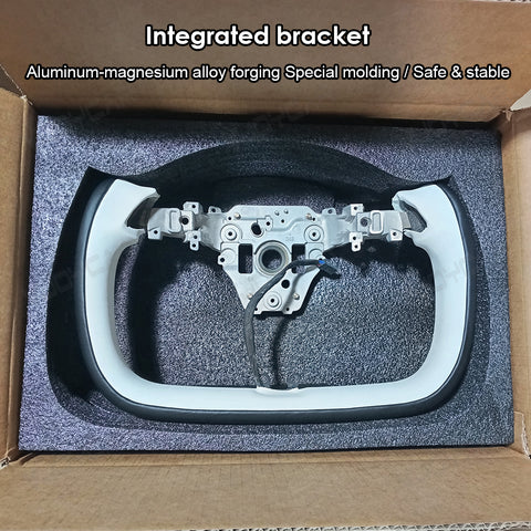 New 2026 Tesla Model Y Juniper Yoke Steering Wheel Custom Double Colors With Heating 350mm Retrofit Replacement 2025+