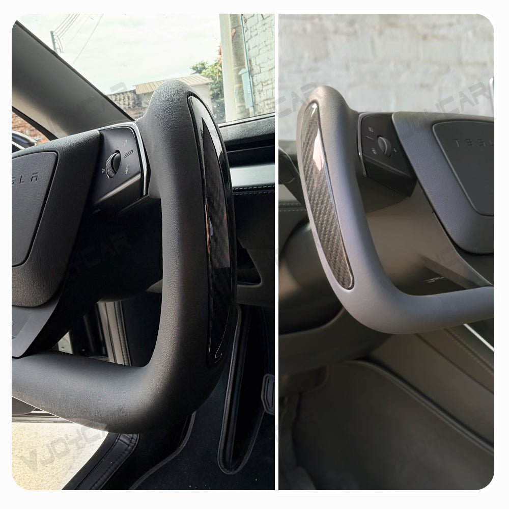 New Tesla Model Y juiper Model 3 highland Yoke Steering Wheel 350mm Carbon Fiber Details