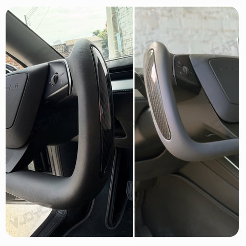 New Tesla Model Y juiper Model 3 highland Yoke Steering Wheel 350mm Carbon Fiber Details