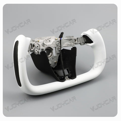 New Tesla Model Y juiper Model 3 highland Yoke Steering Wheel 350mm White Leather with Black Carbon Fiber