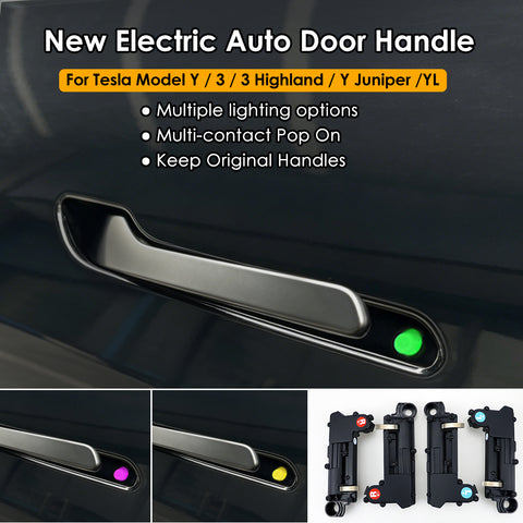 New for Tesla Auto Door Handle Wireless Install Multi-contact Pop Up Keep Original Handles Custom Colors