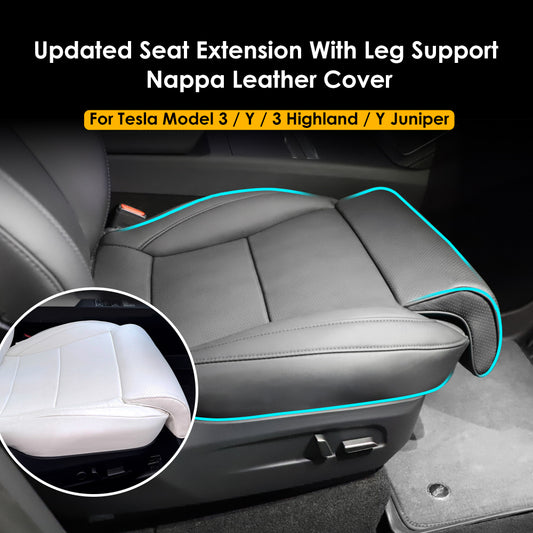 For Tesla Model 3 / Y / 3 Highland / Y Juniper New Upgrade Nappa Leather Full Surround Seat Cushion Cover with Extended Leg Support