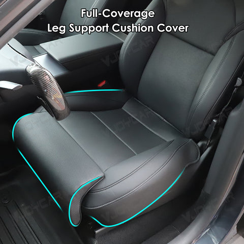 For Tesla Model 3 / Y / 3 Highland / Y Juniper New Upgrade Nappa Leather Full Surround Seat Cushion Cover with Extended Leg Support