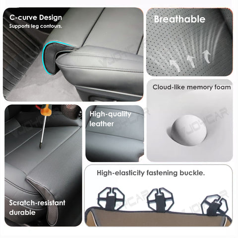 For Tesla Model 3 / Y / 3 Highland / Y Juniper New Upgrade Nappa Leather Full Surround Seat Cushion Cover with Extended Leg Support