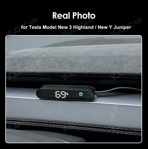 New Upgrade Tesla Model Y Juniper Model 3 Highland Smart Mini HUD Display Cluster Dashboard Gauge Screen Turning Signal Gear Position Battery Lever