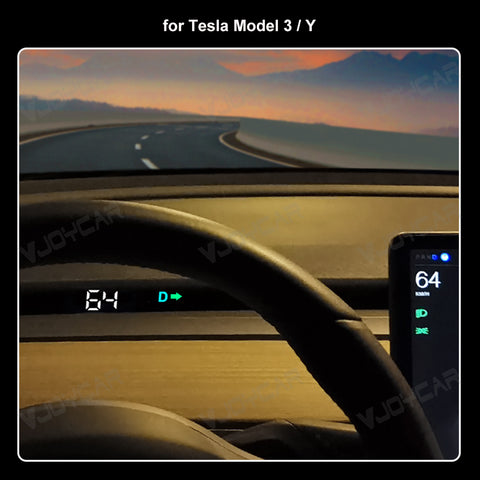New Upgrade Tesla Model Y Juniper Model 3 Highland Smart Mini HUD Display Cluster Dashboard Gauge Screen Turning Signal Gear Position Battery Lever