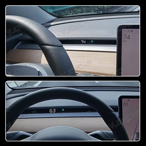 New Upgrade Tesla Model Y Juniper Model 3 Highland Smart Mini HUD Display Cluster Dashboard Gauge Screen Turning Signal Gear Position Battery Lever