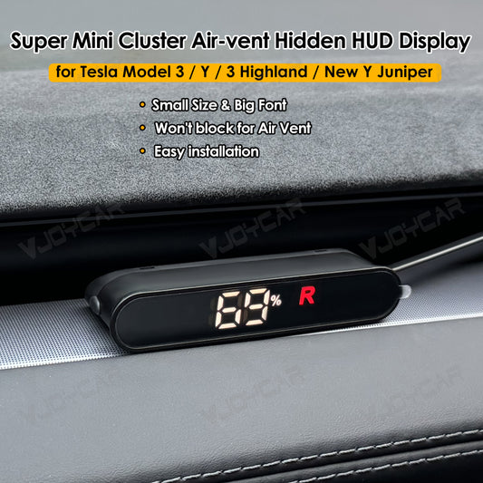 New Upgrade Tesla Model Y Juniper Model 3 Highland Smart Mini HUD Display Cluster Dashboard Gauge Screen Turning Signal Gear Position Battery Lever