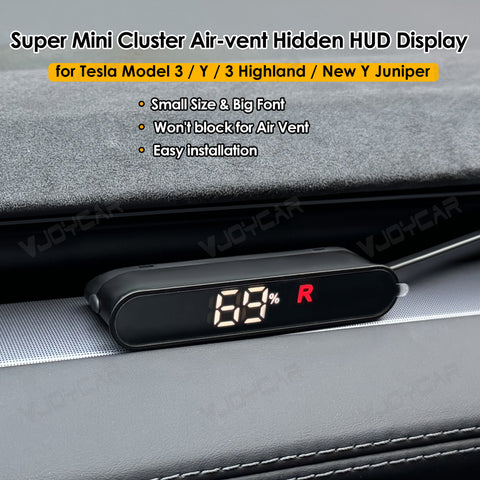 New Upgrade Tesla Model Y Juniper Model 3 Highland Smart Mini HUD Display Cluster Dashboard Gauge Screen Turning Signal Gear Position Battery Lever