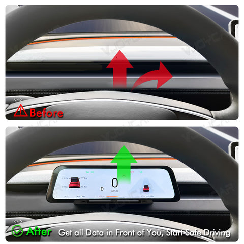 Newest Gen3 9.66 inches Instrument Display for Tesla New Model Y Juniper Dashboard with Air Outlet for All Tesla Model 3 Y