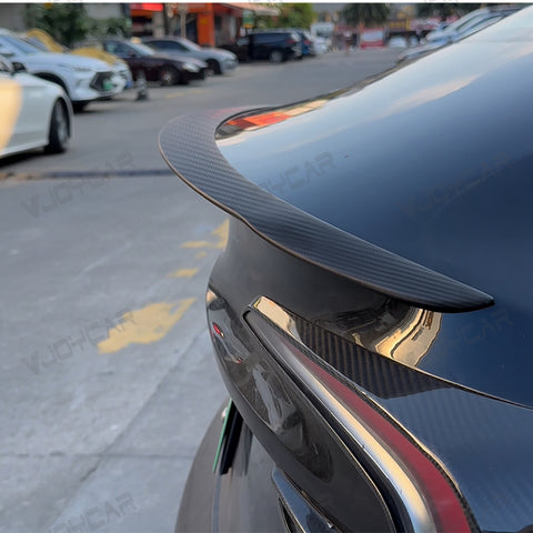 New Design Real Carbon Fiber Spoiler For Tesla Model 3 Highland Trunk Wing Fabric Kits