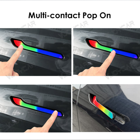 New Upgrade for Tesla Auto Door Handle Wireless Install Multi-contact Pop Up Colorful LED Panel