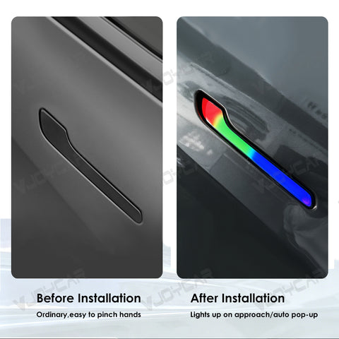 New Upgrade for Tesla Auto Door Handle Wireless Install Multi-contact Pop Up Colorful LED Panel