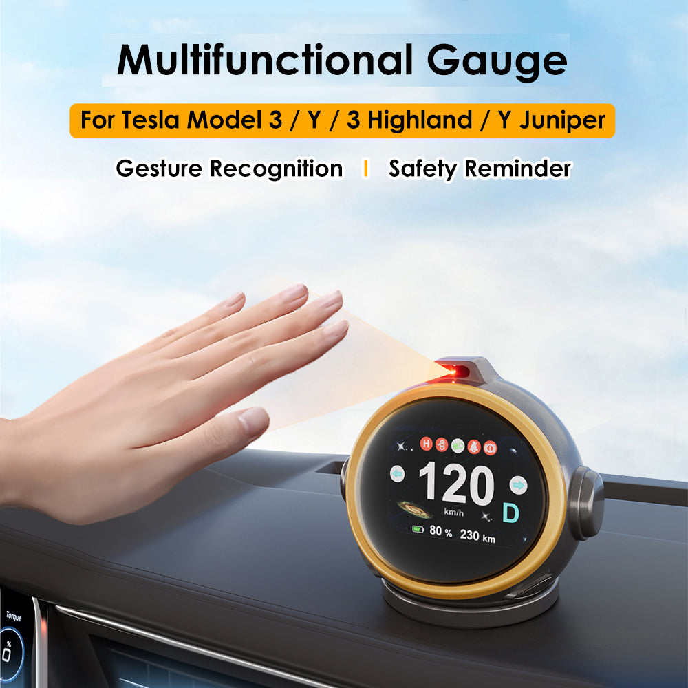 New Smart Dashboard Display HUD Gauge Robot Design Digital Speedometer Gesture Recognition for Tesla Model 3 / 3 Highland / Y / Y Juniper