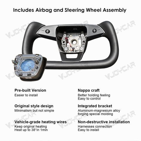 New Pre-installed Universal Yoke Steering Wheel for Tesla Model 3 / Y / 3 Highland / Y Juniper 17+ All Years Vehicle