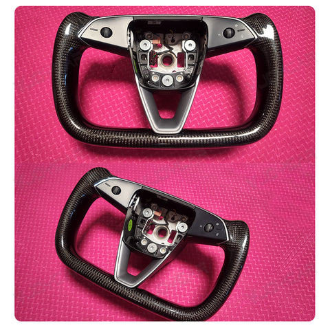 2026+ New Tesla Model Y Juniper Carbon Fiber Yoke Steering Wheel Handle With Heating 350mm Retrofit Customized Handles