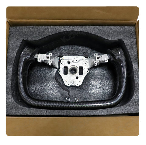2026+ New Tesla Model Y Juniper Carbon Fiber Yoke Steering Wheel Handle With Heating 350mm Retrofit Customized Handles