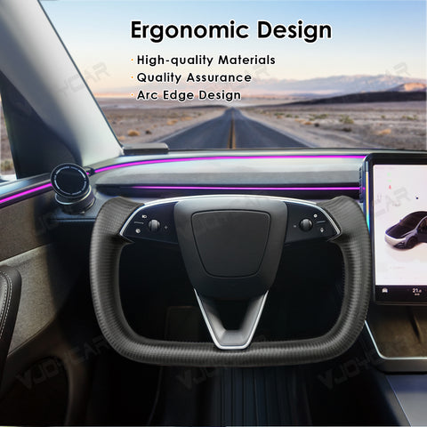 2026+ New Tesla Model Y Juniper Carbon Fiber Yoke Steering Wheel Handle With Heating 350mm Retrofit Customized Handles
