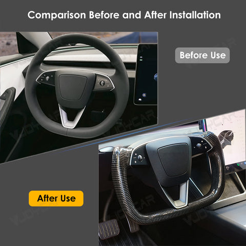 2026+ New Tesla Model Y Juniper Carbon Fiber Yoke Steering Wheel Handle With Heating 350mm Retrofit Customized Handles