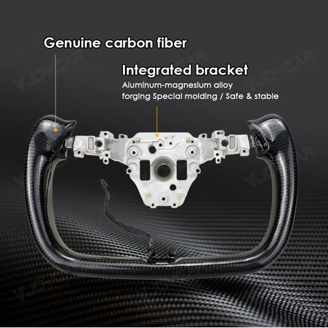 2026+ New Tesla Model Y Juniper Carbon Fiber Yoke Steering Wheel Handle With Heating 350mm Retrofit Customized Handles