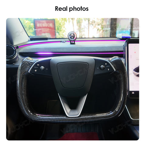 2026+ New Tesla Model Y Juniper Carbon Fiber Yoke Steering Wheel Handle With Heating 350mm Retrofit Customized Handles