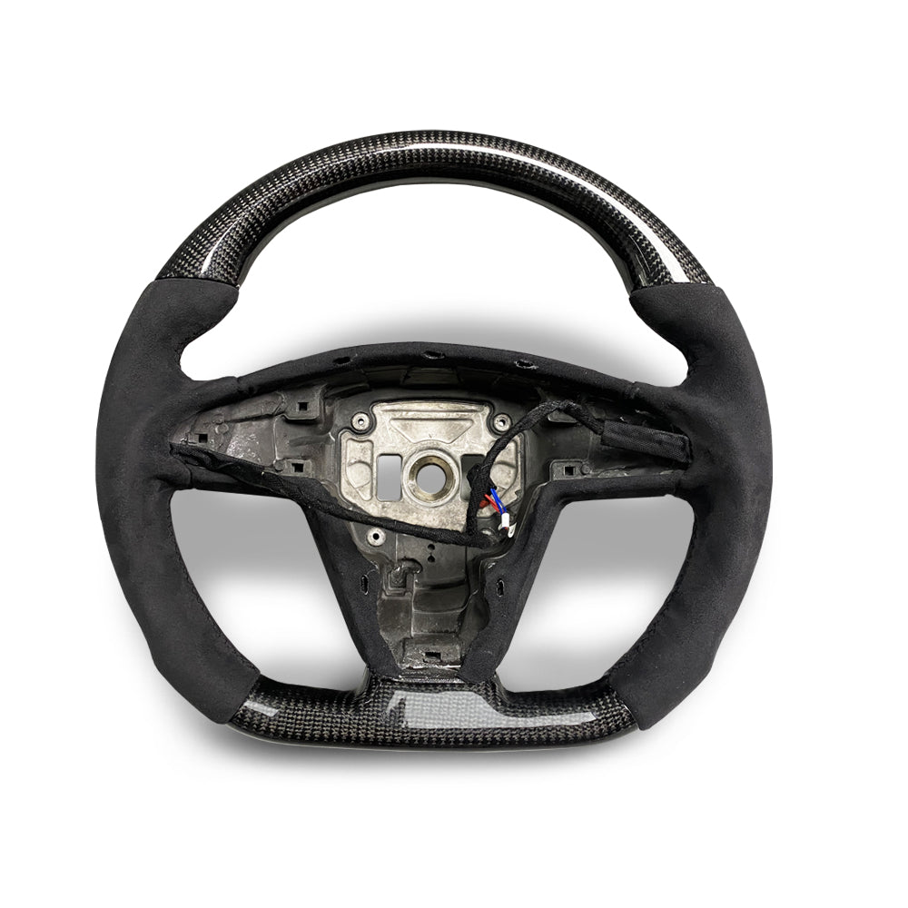 Round Carbon Fiber Steering Wheel Handle for Tesla Model X S 2021+