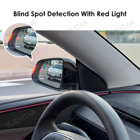 for Tesla Model Y / Model Y Juniper Full Self-Driving FSD Enhanced Autopilot Driving AP Rearview Mirror Blue Light with Blind Spot Red Light