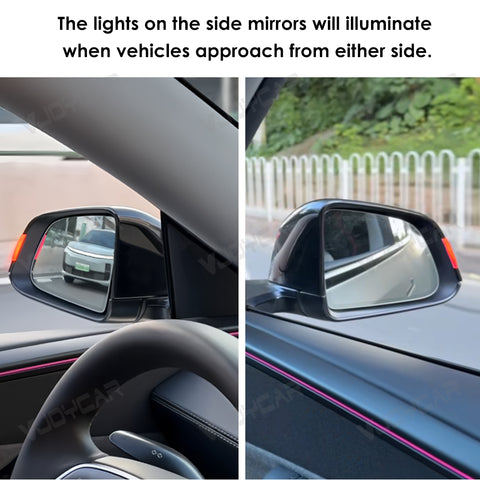 for Tesla Model Y / Model Y Juniper Full Self-Driving FSD Enhanced Autopilot Driving AP Rearview Mirror Blue Light with Blind Spot Red Light