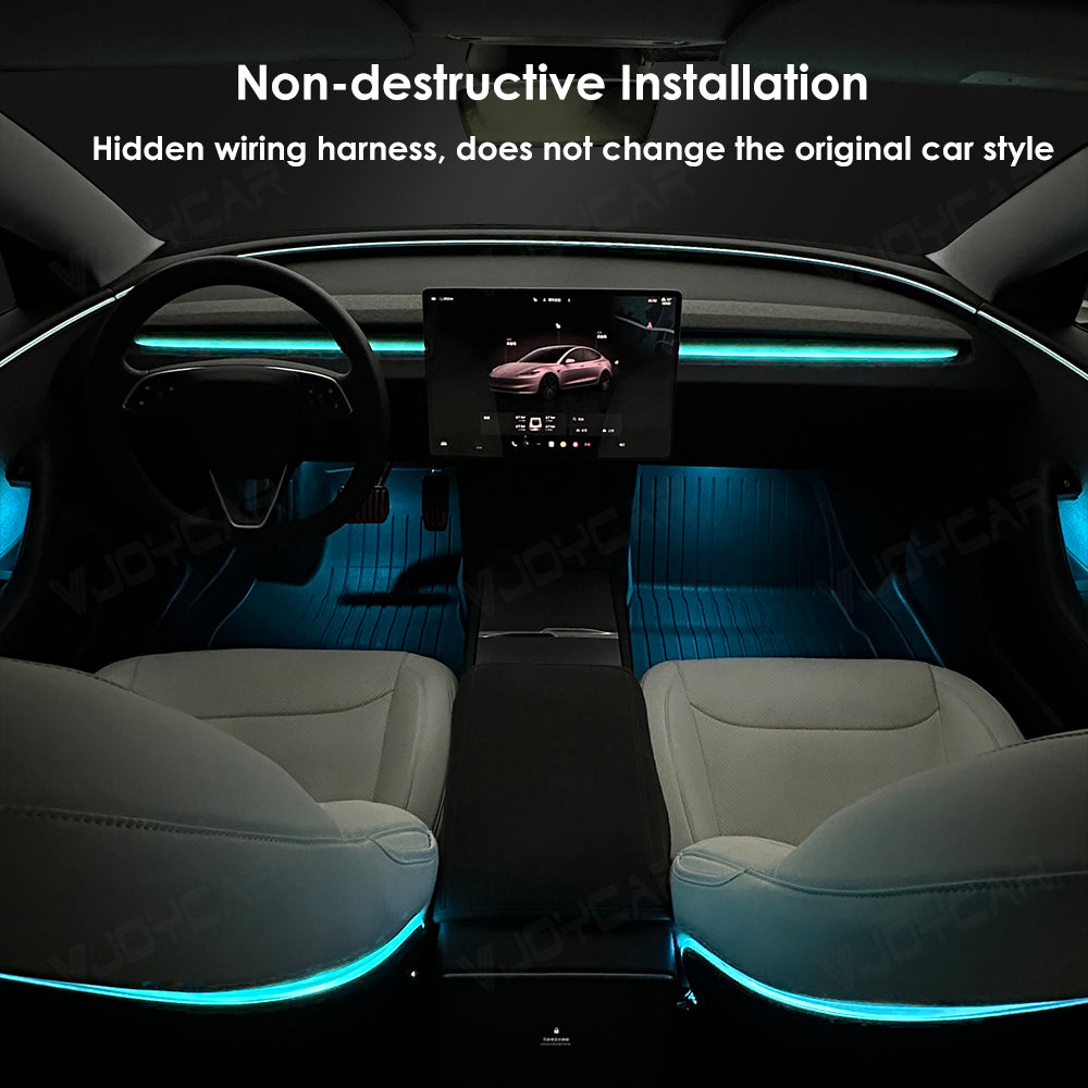 New Ambient Light for Tesla Model 3 Highland Dynamic Atmosphere Light Kit Door Grab Breathing Lamp Air-vent Stream Seat Back LED