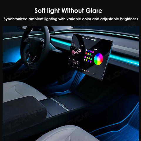 New Ambient Light for Tesla Model 3 Highland Dynamic Atmosphere Light Kit Door Grab Breathing Lamp Air-vent Stream Seat Back LED