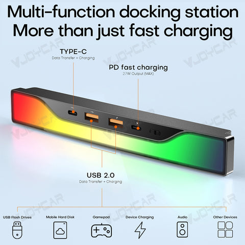 For Tesla Model Y Model 3 USB Hub 4-Port 27W Fast Charger Smart Docking Station