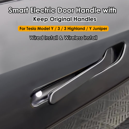 New White LED Electric Auto Door Handle for Tesla Model Y Juniper 3 Highland Keep Original Handles Automatic Pop