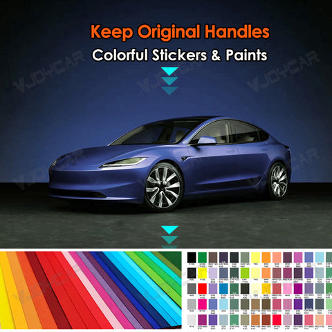 New White LED Electric Auto Door Handle for Tesla Model Y Juniper 3 Highland Keep Original Handles Automatic Pop