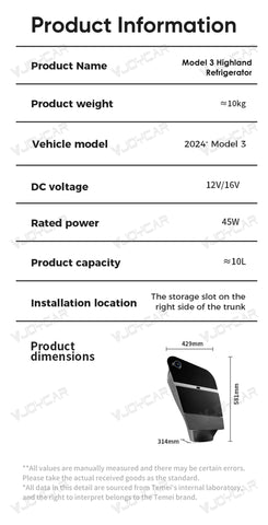 New Tesla Model 3 Highland Trunk Fridge 10L Portable Car Refrigerator Dual Cooling and Warming Function