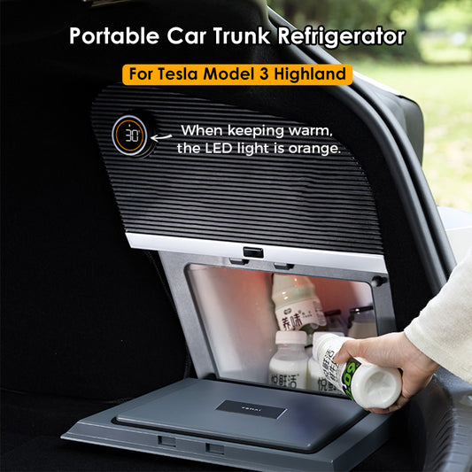 New Tesla Model 3 Highland Trunk Fridge 10L Portable Car Refrigerator Dual Cooling and Warming Function