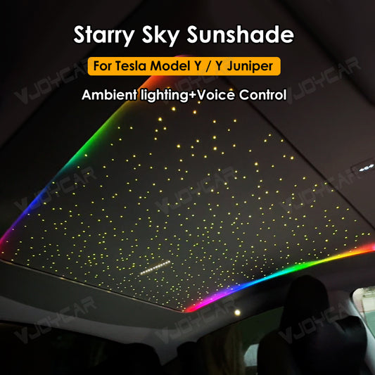 for Tesla Model Y Model Y Juniper Auto Electric Starry Sunshade Roof LED Ambient Light Voice Control
