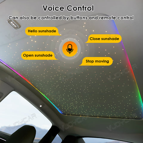 for Tesla Model Y Model Y Juniper Auto Electric Starry Sunshade Roof LED Ambient Light Voice Control