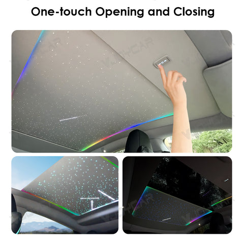for Tesla Model Y Model Y Juniper Auto Electric Starry Sunshade Roof LED Ambient Light Voice Control