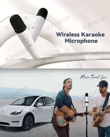 Universal for Tesla Model 3 X Y S Cybertruck Car Karaoke Microphone Rechargeable Mic with USB-A & USB-C Receiver