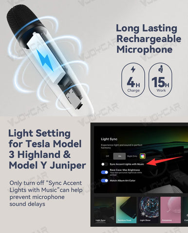 Universal for Tesla Model 3 X Y S Cybertruck Car Karaoke Microphone Rechargeable Mic with USB-A & USB-C Receiver