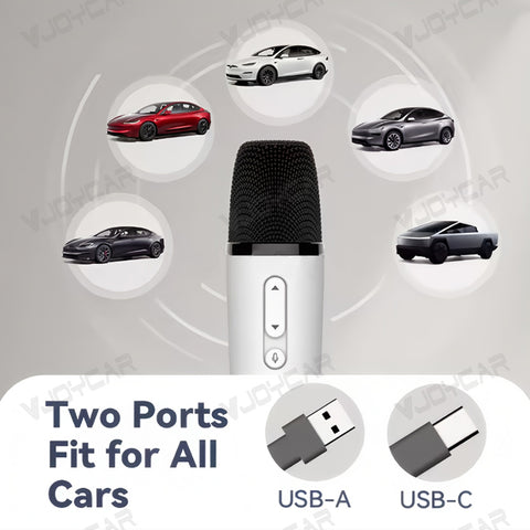 Universal for Tesla Model 3 X Y S Cybertruck Car Karaoke Microphone Rechargeable Mic with USB-A & USB-C Receiver