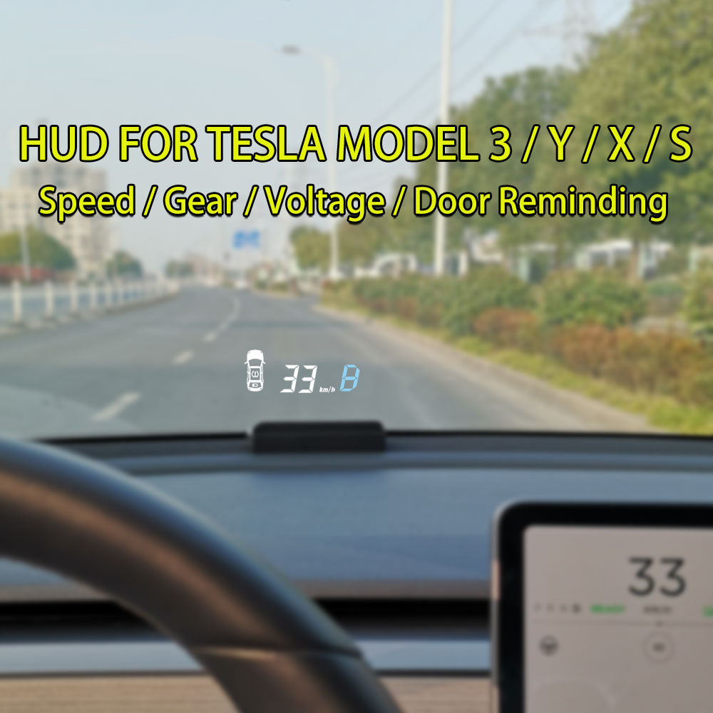 Para Tesla Model 3 Y Head Up Display Proyector de velocidad Velocímetro Luz de giro Guía de marchas Batería